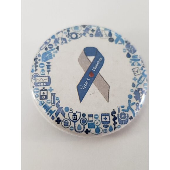 Type 1 Diabetes Ribbon Pinback Button Pin - Picture 2 of 2